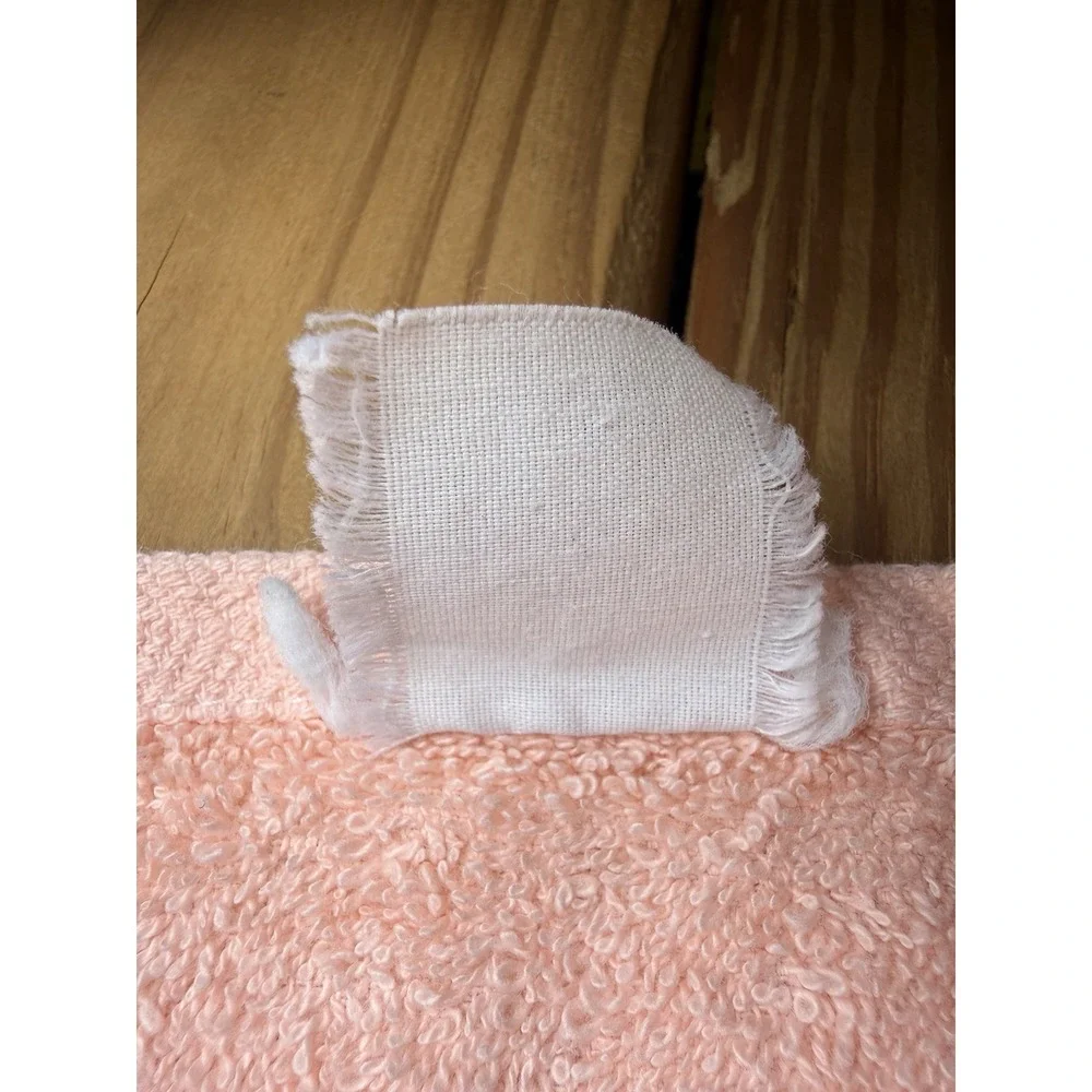 VTG 90s Peach Bow Ribbon Embroidery Satin Hand Towel Wash Cloth Cottag